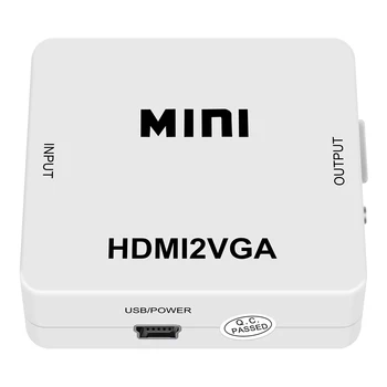 1080P HD Video, Audio Box Converter HDMI-Saderīgam uz VGA Klēpjdatoru Xbox360 DVD PS3 PC TV Kastes Projektors