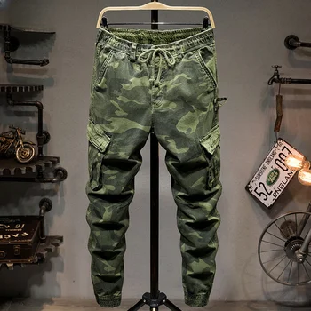 Vīriešu Hip Hop Gadījuma Kabatas Militāra Stila Bikses Rudens Armijas Zaļā Modes Vīrieši Kravas Bikses Vīriešu Kamuflāžas Bikses, Izmērs 38 D40