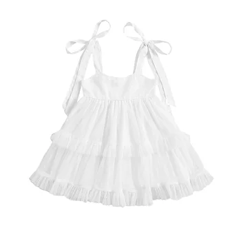 Baby Meitenes Tutu Kleita Bez Piedurknēm Zīdaiņu Toddler Sundress Tilla Slāņiem Princese Dzimšanas Dienu Apģērbs