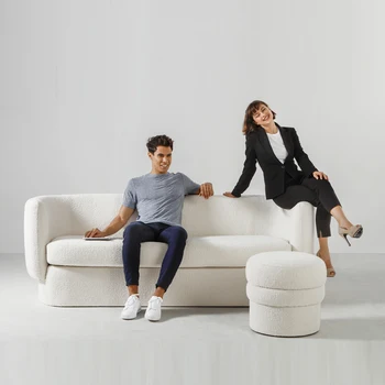 Pielāgota vietas auduma dīvāns vienkārši Nordic soft apģērbs viss jēra kašmira minimālisma atpūtas neto sarkano dizaina mēbeles