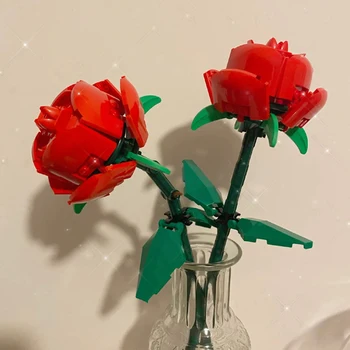 Rotaļlieta Dāvana Bērniem Rose Puķu Buliding Bloķēt Pušķis Apdare 3D Modelis DIY Mini Dimanta Bloki, Ķieģeļi Radošo Montāža