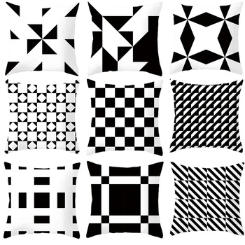 Ģeometrisko melnā un baltā svītrainām spilvens segums Skandināvu stilā spilvena segums mūsdienu mājas dekoru dīvāna spilvenu DF874