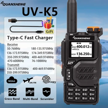Quansheng UVK5 Walkie Talkie 50-600 MHz Pilna Diapazona C Tipa Lādētāju ESMU DTMF Scrambler NOAA UVK6 K58 UV-5R Plus FM Šķiņķis divvirzienu Radio
