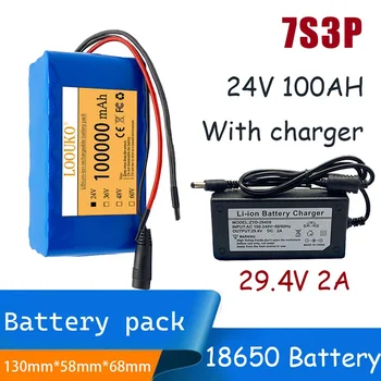 7S3P 24v 100000mah 18650 Li-ion Akumulators Pack W/ 29.4 v 2A Lādētājs Litija Bateriju, Elektrisko Velosipēdu EBIKE Mopēdu Rezerves Batterie