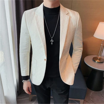 Boutique 4XL Vīriešu Uzvalks Modes Elegants Kungs tīrtoņa Krāsas pieguļoša Kleita Ikdienas Biznesa itāļu Stila Kāzu Oficiālu Žakete