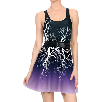 [Tu esi Mans Noslēpums] Ir 2021. Jaunu Tvertne Kleita Black Purple Atšķirībā Drēbes Sievietēm, Gothic Zibens 3D Iespiests Kleitas Streetwear