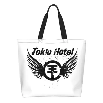 Tokio Hotel Band Dziedātāja Tote Iepirkumu Grozs Liela Jauda, Harajuku Preces Par Stilīgu Sieviešu Plecu Soma
