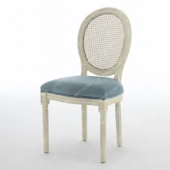 Vintage rotangpalmas ēdamistabas krēsls masīvkoka franču krēslu atpakaļ, Kafejnīca, Bārs Homestay Amerikāņu valsti atpūtas krēsls