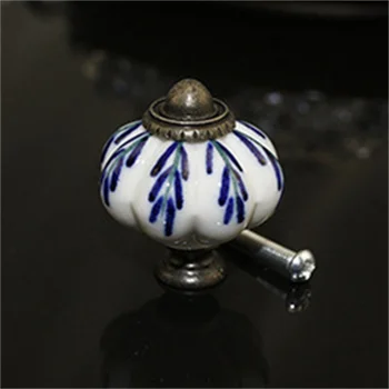 Ķirbju Formas Rokturi Atvilktņu Skapis Rokturis Zils un Balts Porcelāna grozāmais Vienu Caurumu Ķīnas Klasiskā Stila
