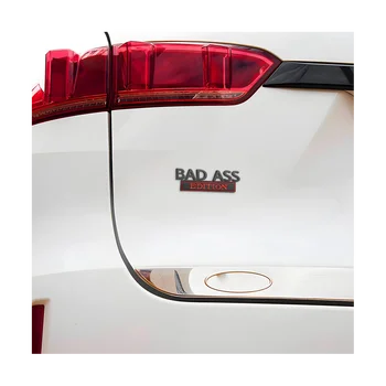 Auto Bad Ass Izdevums Emblēmu, 3D Fender Žetons Decal Auto Uzlīme Piederumi Tailgate Priekšējā Pārsega, Bagāžnieka ,Melna+Sarkana
