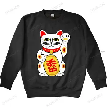 Jauno Japānas Laimīgs Kaķis Maneki Neko Balta Laime 100 Kokvilnas Unisex Sieviešu Personības Pasūtījuma hoody mens shubuzhi hoodies