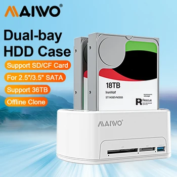 MAIWO Double Bay Cieto Disku Kārbas apakšējā USB3.0 Ārējiem Datora Seriālā Porta Mehāniskās SSD Solid State Drive Lasīt Kasetne Klons