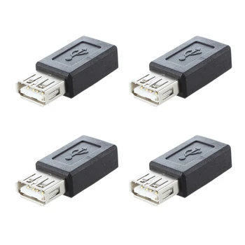 4X Black USB 2.0, A Tipa Sievietes Micro-USB B Sieviešu Adapteri Plug Konvertētājs