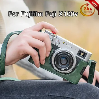 Shelv X100v PU Ādas Fotokameras Soma Iestāde Lietā Par Fujifilm Fuji X100v Kamera Video Soma Pusi Gadījumā, Fuji X100v Kamera Ādas Vāks