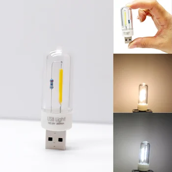 5V Mini COB LED Spuldzes Kvēldiega Portatīvo Nakts Lasīšanas Apgaismojuma Lampas USB Uzlādes Dārgumu Grāmatiņa Mobilo Jaudas Spuldzes