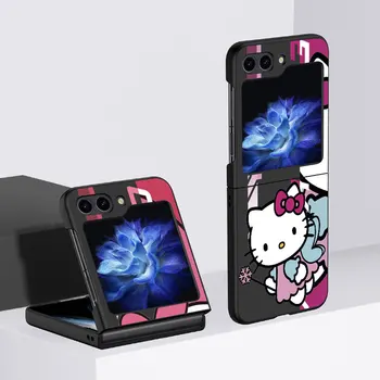 Melns Gadījumos, Samsung Galaxy Z Flip 5 4 5G Grūti fundas Z Flip5 Zflip 4 Flip4 Z Flip 3 Tālruņa Vāciņu Japane Veiksmi Hello Kitty