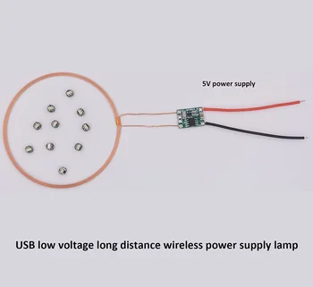 0~80mm tālsatiksmes Bezvadu Barošanas Modulis Bezvadu Barošanas Lampiņa 5V Bezvadu Elektroenerģijas Padeves Spole Modulis