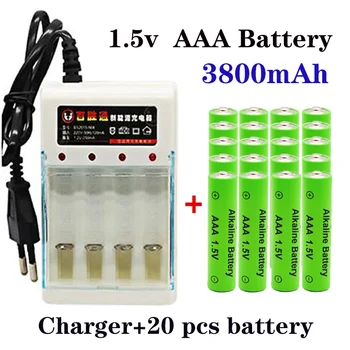 100% Jauns 3800mAh AAA Alkaline Baterijas AAA uzlādējamās baterijas Tālvadības Rotaļlieta Batery Dūmu signalizācijas ar lādētāju
