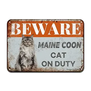 Uzmanieties Maine Coon Kaķis Uz Nodokļa Dzelzs Plakātu, Gleznu Skārda Zīme Vintage Sienas Dekori Kafejnīca, Bārs Krogs Mājas Alus Apdare Amatniecības