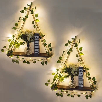 Imitētu Zaļo Augu LED Gaismas Karājas Augu Stāvēt Macrame Plaukts Guļamistaba, Dzīvojamā Istaba, Virtuve