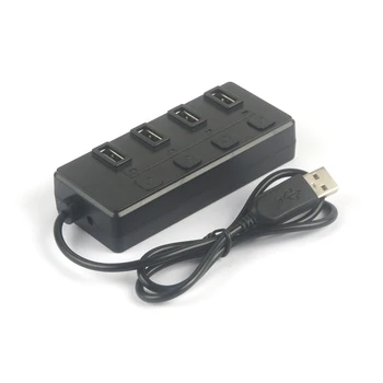 4 Port USB 2.0 Hub ar Atsevišķu Barošanas Slēdži kontrolieris un LED USB hub KABEĻA