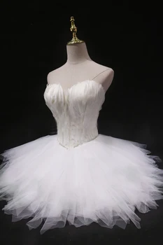 QNZL-95#Melna Balta vakarkleita Īsu Spalvu Krūšturis, Svārki Dzimšanas dienas Balli Puses Cocktail Dress Baleta elsojošs kleitu mežģīnes up Meitenes