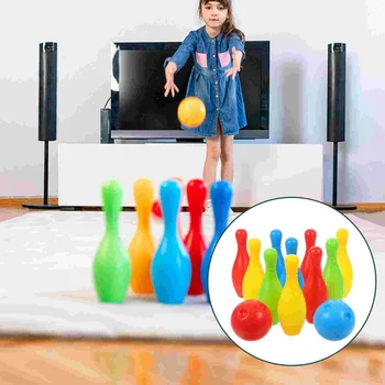 Bērniem Boulinga Komplekti Boulinga Spēlēt Krāsains Boulings ar 2 Bumbiņas Sporta Boulinga Spēles Bērniem, Bērniem Toddler