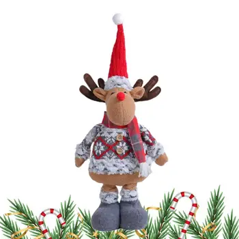 Ziemassvētku Teleskopiskie Lelle Galda Rotājumi Sniegavīrs Attēls Plīša Rotaļlietas Lelle, Ziemassvētku Vecīša Ziemeļbriežiem Pildījumu Standable Garu Kāju