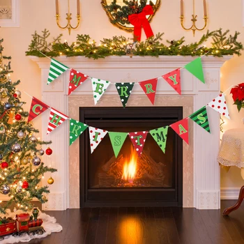 Priecīgus Ziemassvētkus Papīra Banner Vainags Ziemassvētku Rotājumi Karājas Karoga Mājas 2024. Gadam Navidad Ziemassvētku Jaunajā Gadā Grupa Krājumi