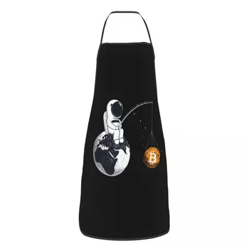 Bitcoin Astronauts Zvejas Priekšauts Sievietēm, Vīriešiem, kombinezoni ar Krūšdaļu BTC Hodl Kosmosa Cryptocurrency Gatavošanas Virtuves Tablier Virtuves Šefpavārs Cepamais