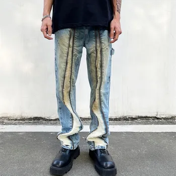 2023 Ropa Grunge Y2K Streetwear Veco Baggy Džinsi Kravas Bikses Vīriešu Apģērbu Priekšā Rāvējslēdzējs Punk Kaudzē Džinsa Bikses Pantalon Homme