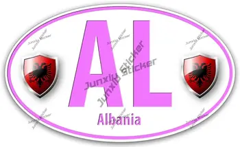 Albānijas Karogs, Uzlīme Pasaules Karogi Albānija Valsts Kods Karoga AL Rozā Auto Decal Automašīnas SUV Klēpjdatoru Sienu Auto Motokrosa Auto Uzlīmes