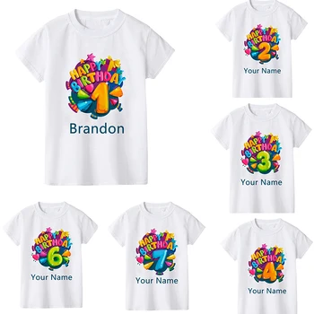 Personalizētas Zēns Dzimšanas dienā Numurs Nosaukums Karikatūra T Krekls Numurs 1 2 3 4 5 6 7 8 9 Grafiskais Bērnu Drēbes, Bērnu Dzimšanas dienu T-krekli