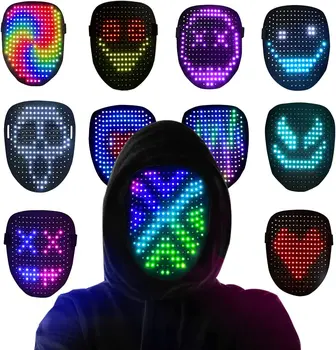 LED indikators iedegas, Maska ar Žestu Uzrādi Programmējams Glow Sejas Maska Pārveidojot Halloween Masku Kostīmu Cosplay Maskēties Puse