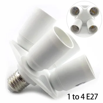 1 līdz 4 E27 E27 Lampas Bāzes Ligzdas Sadalītājs Spuldzes Turētājs LED 100-240V Converter Lampas Adapteri, Gaismas 4 1 Vadītājiem, Spuldze Adapteris