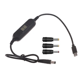 USBC, lai Strāvas Vads Regulējams 5.5x2.1mm Pievienojiet lādētāja Kabeli+3 Adapteri