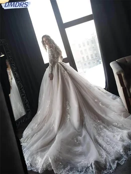 Grezns Fāzēm Kāzu Kleitu Elegants Sequined Līgavas Kleita 2024. Gadam Krāšņi Garām Piedurknēm-Line Līgava Drēbes Vestidos De Novia